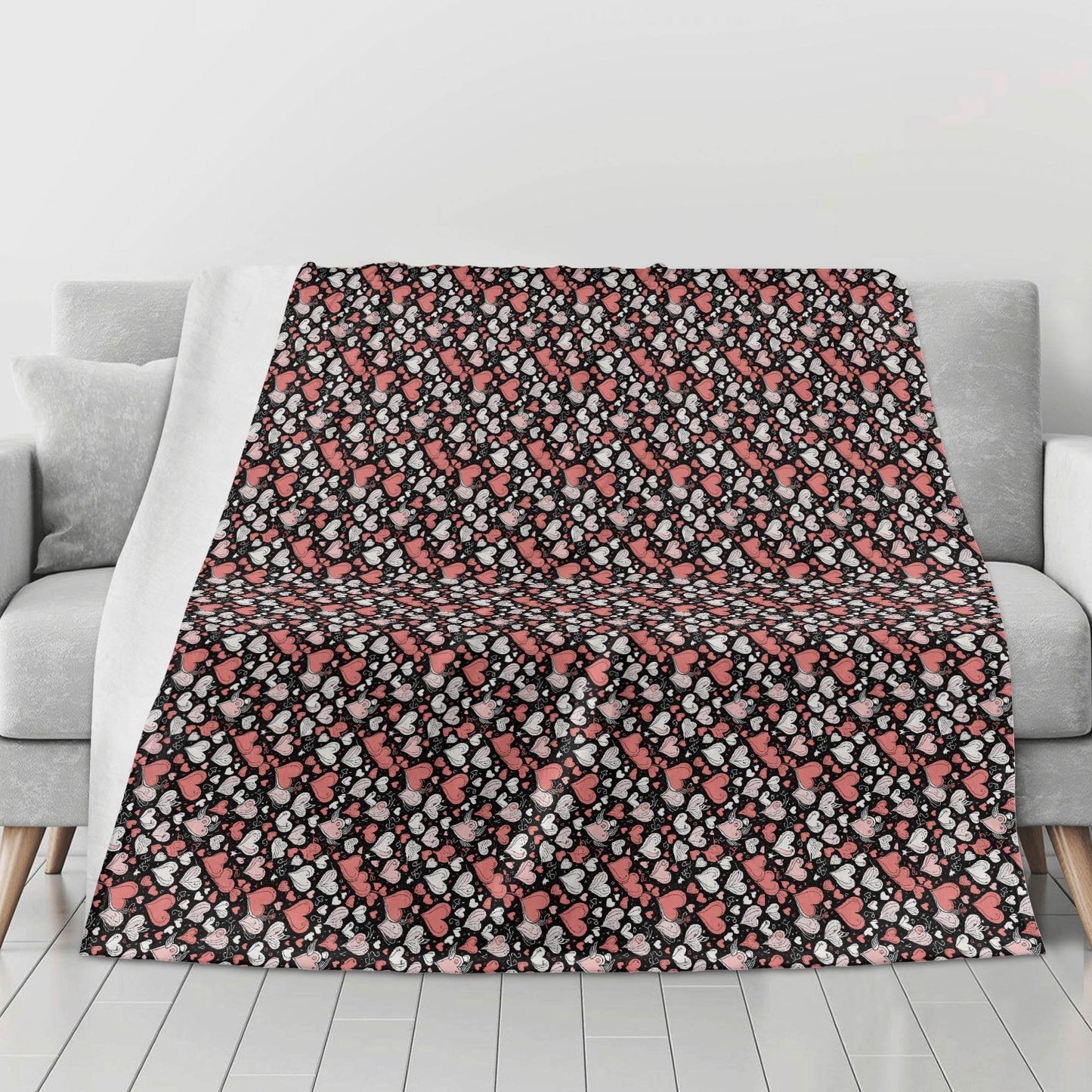 Colorful Hearts Horizontal Flannel Breathable Blanket 4 Sizes - DeRose Seasonal