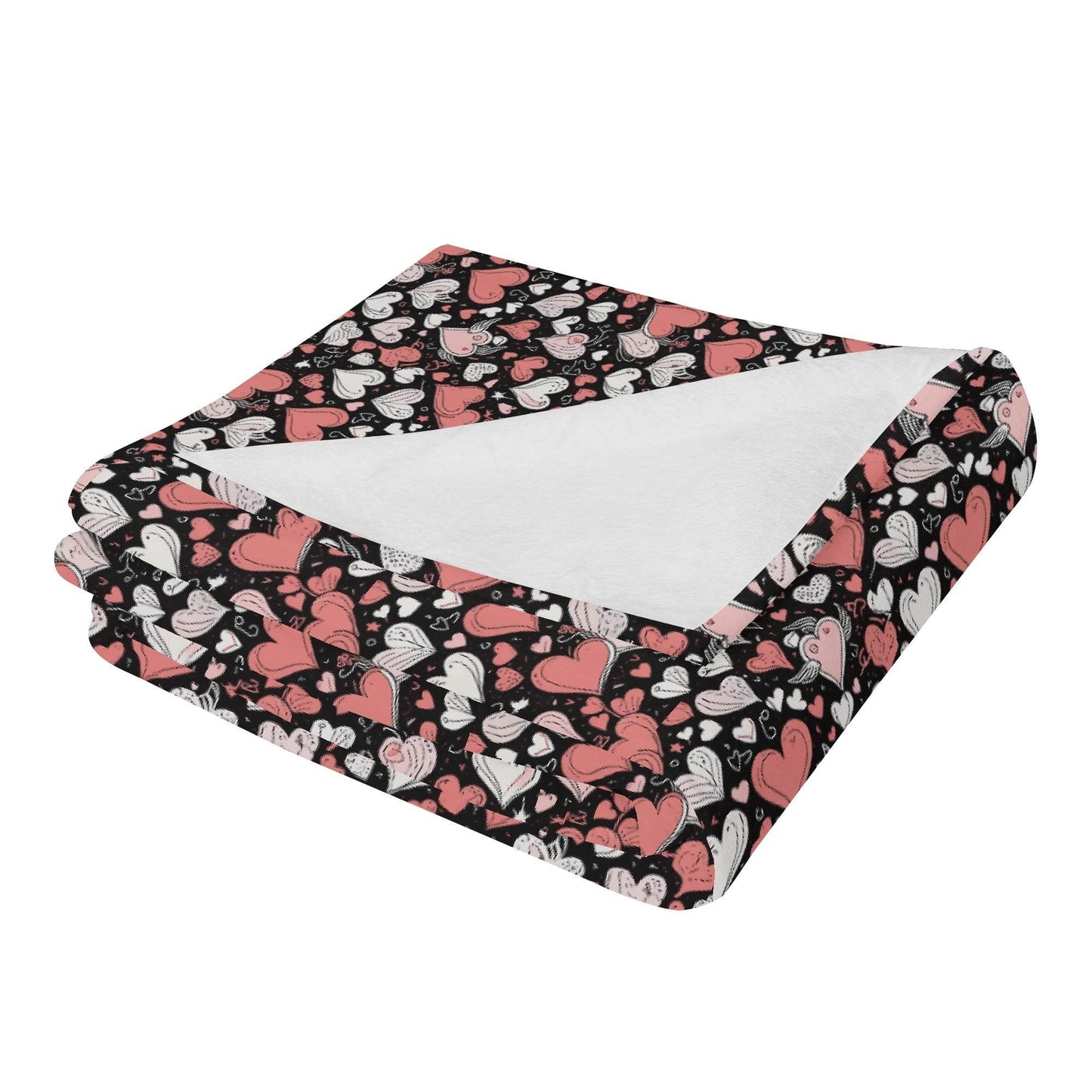 Colorful Hearts Horizontal Flannel Breathable Blanket 4 Sizes - DeRose Seasonal