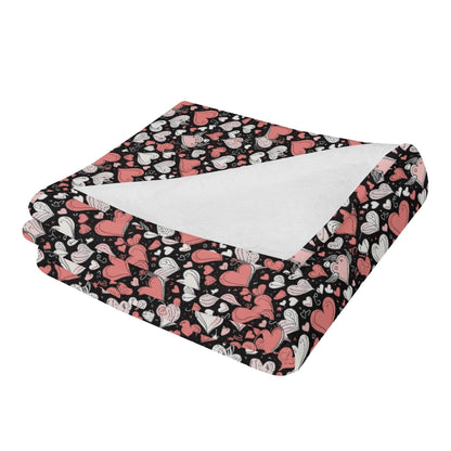 Colorful Hearts Horizontal Flannel Breathable Blanket 4 Sizes - DeRose Seasonal
