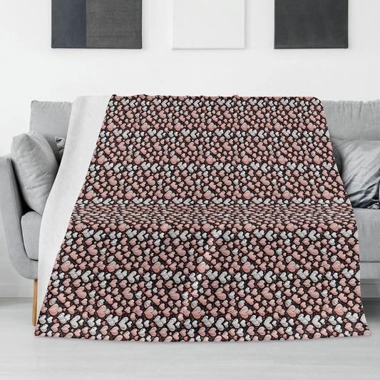 Pink Hearts Horizontal Flannel Breathable Blanket 4 Sizes - DeRose Seasonal