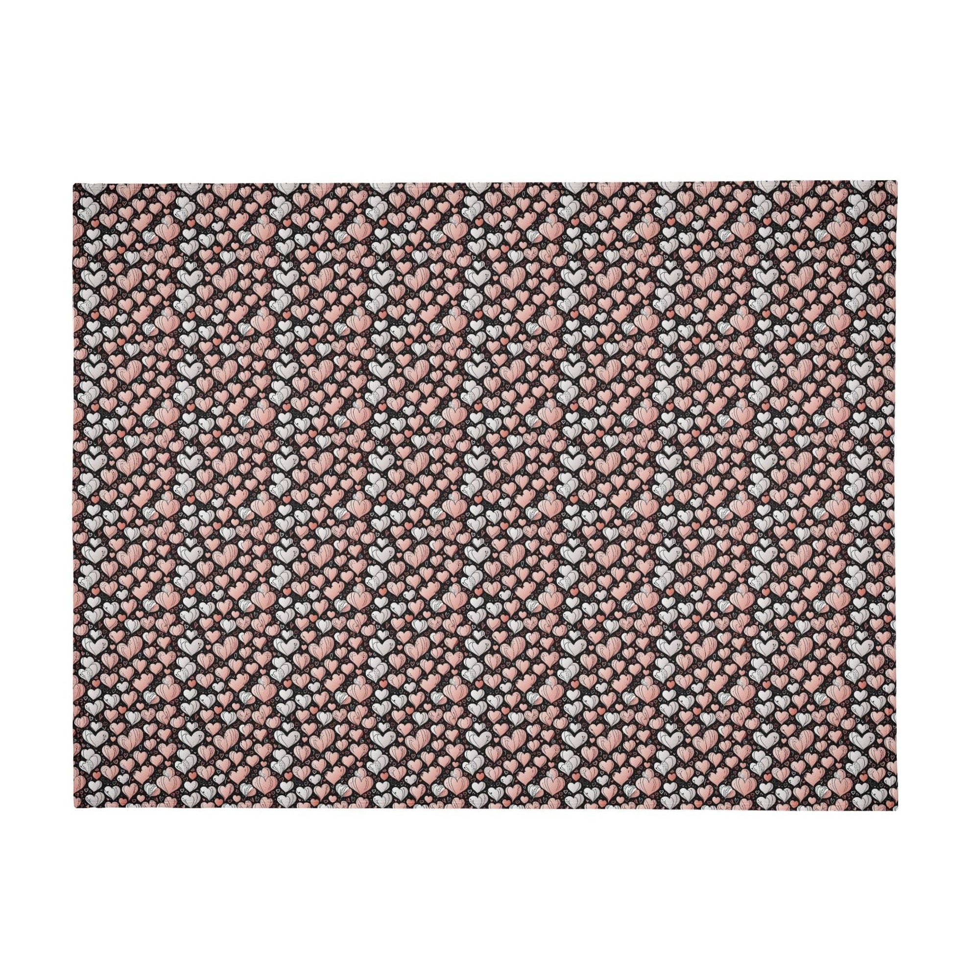 Pink Hearts Horizontal Flannel Breathable Blanket 4 Sizes - DeRose Seasonal