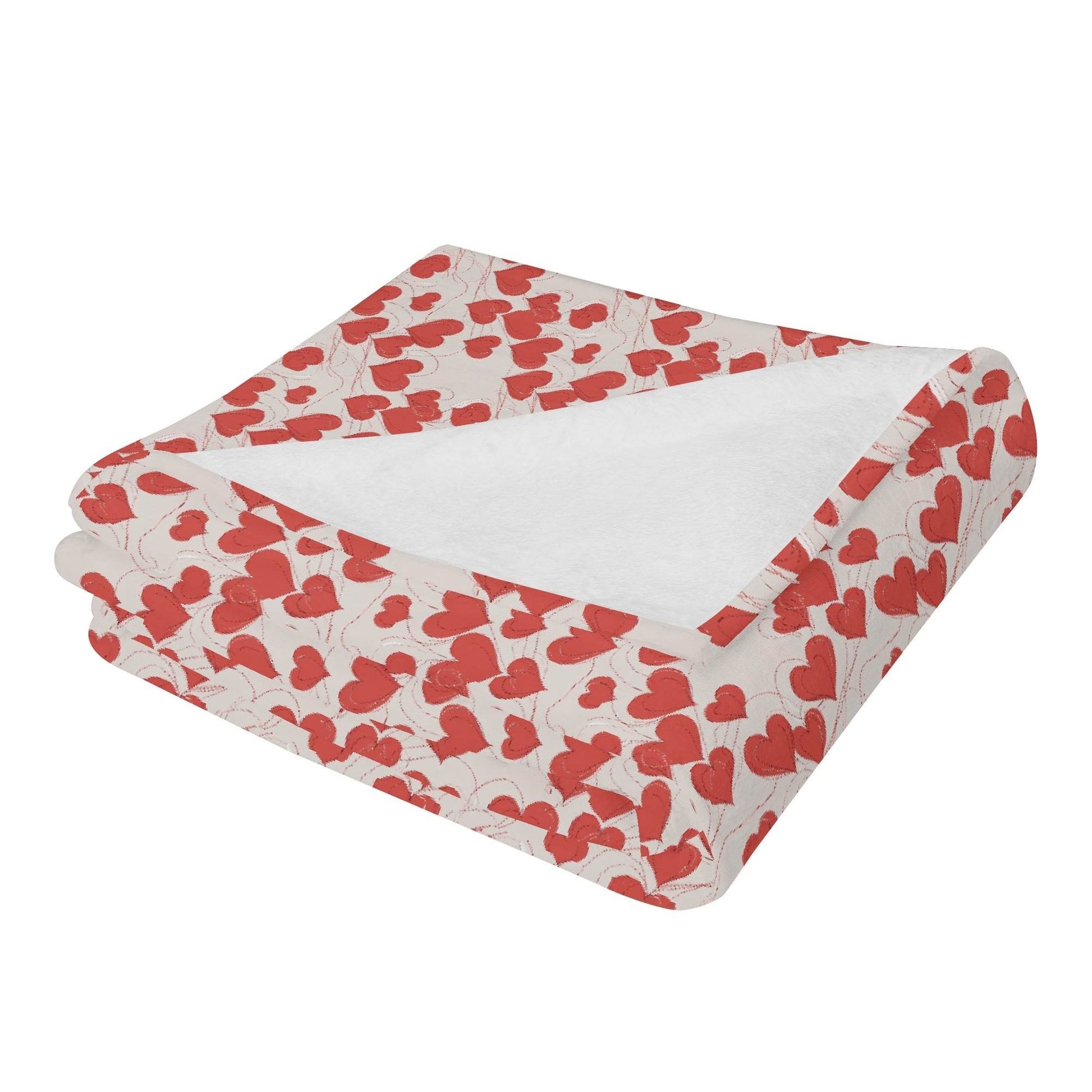 Minimal Hearts Horizontal Flannel Breathable Blanket 4 Sizes - DeRose Seasonal