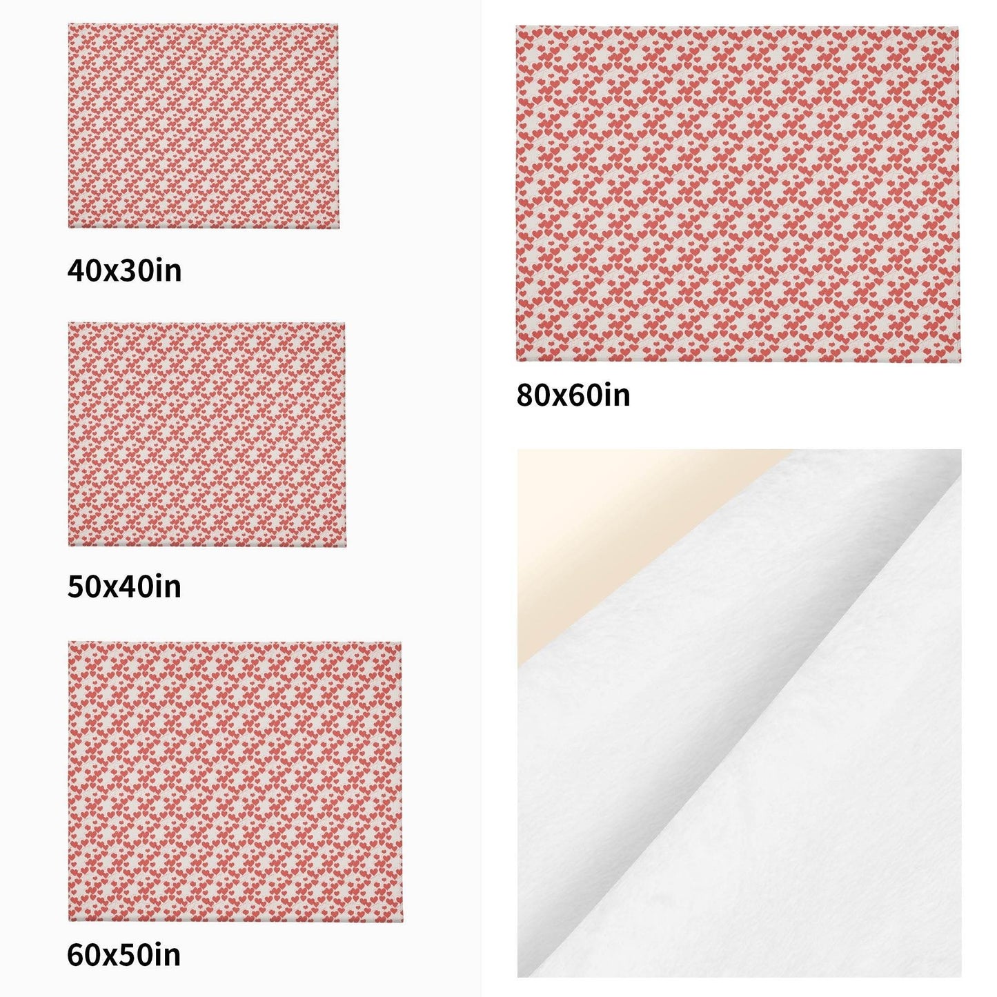 Minimal Hearts Horizontal Flannel Breathable Blanket 4 Sizes - DeRose Seasonal