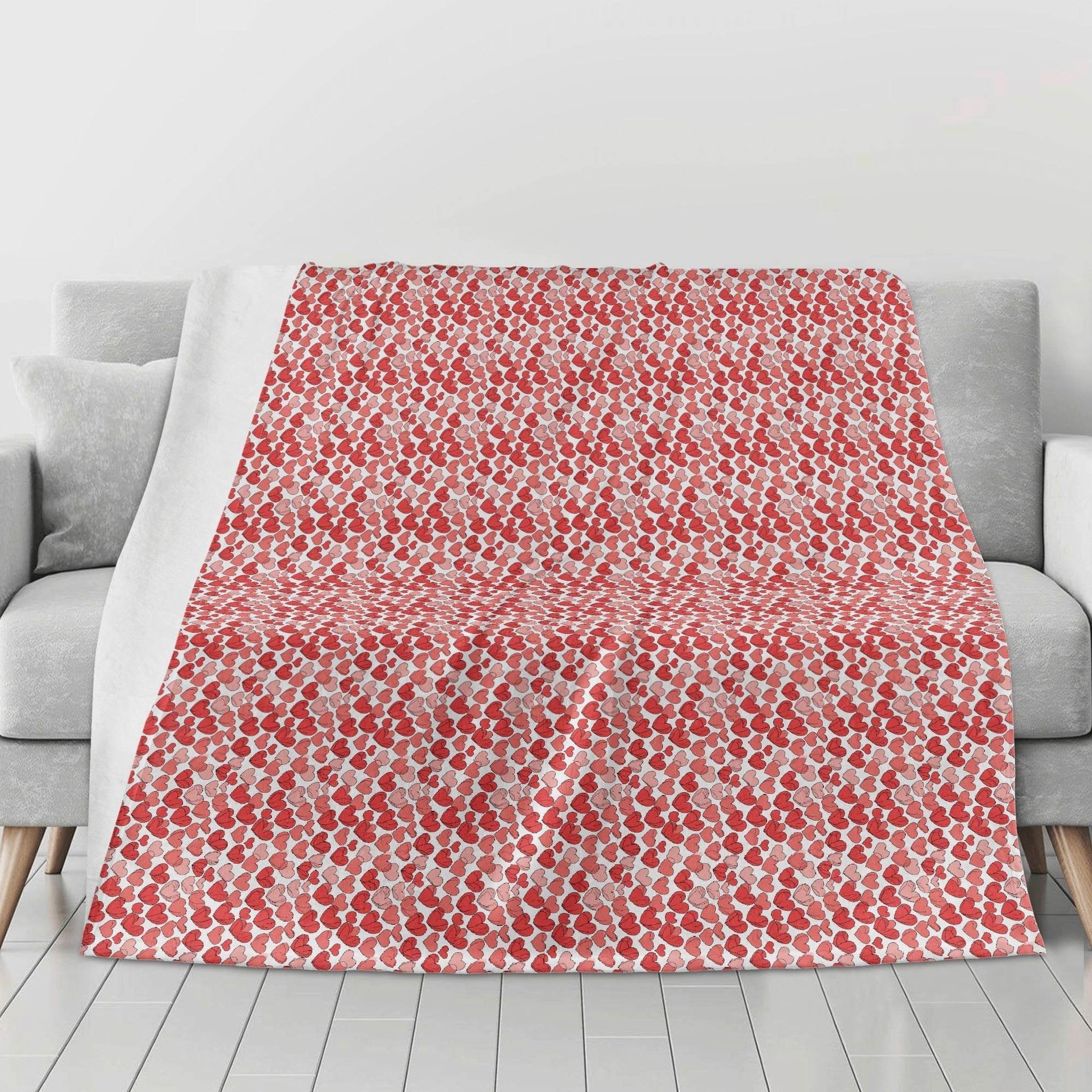 Red Little Hearts Horizontal Flannel Breathable Blanket 4 Sizes - DeRose Seasonal