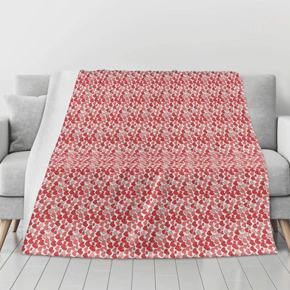 Red Little Hearts Horizontal Flannel Breathable Blanket 4 Sizes - DeRose Seasonal