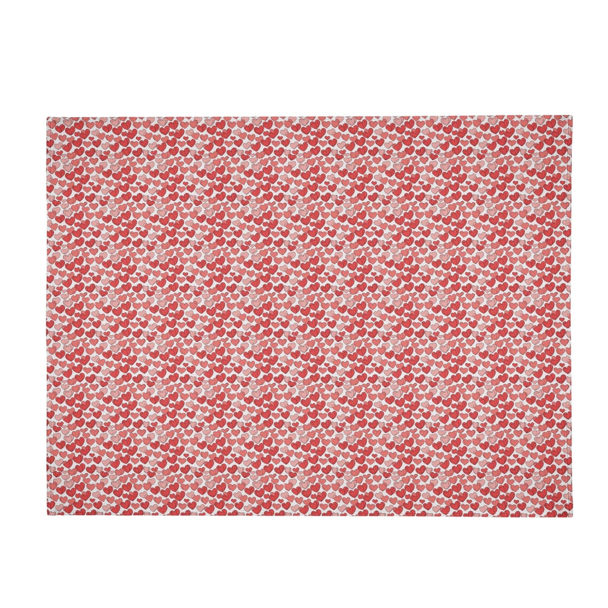 Red Little Hearts Horizontal Flannel Breathable Blanket 4 Sizes - DeRose Seasonal
