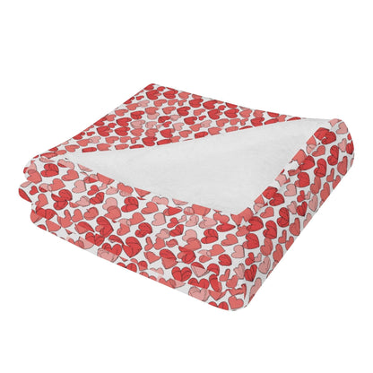Red Little Hearts Horizontal Flannel Breathable Blanket 4 Sizes - DeRose Seasonal