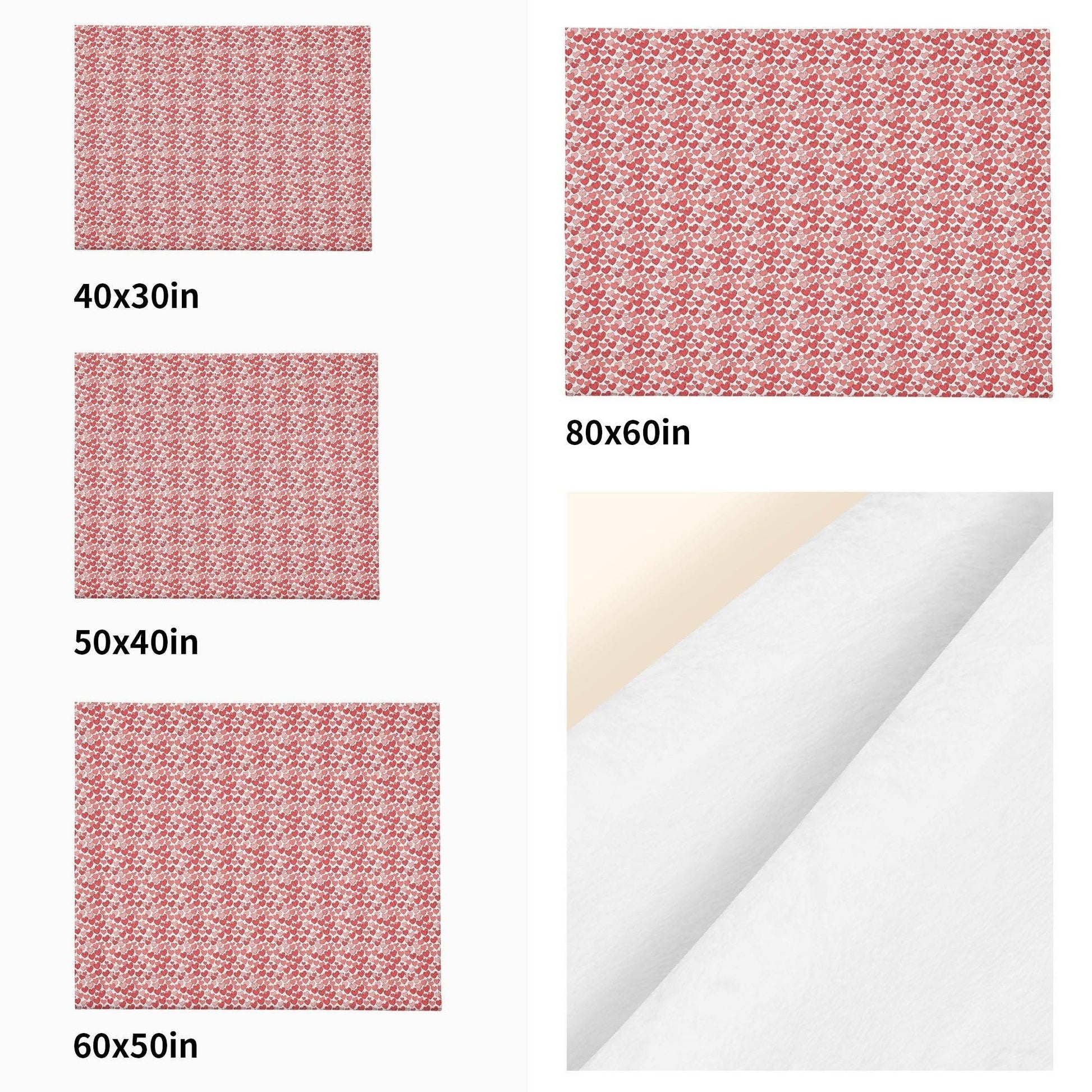 Red Little Hearts Horizontal Flannel Breathable Blanket 4 Sizes - DeRose Seasonal