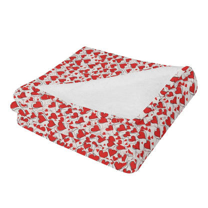 Scribbled Hearts Horizontal Flannel Breathable Blanket 4 Sizes - DeRose Seasonal