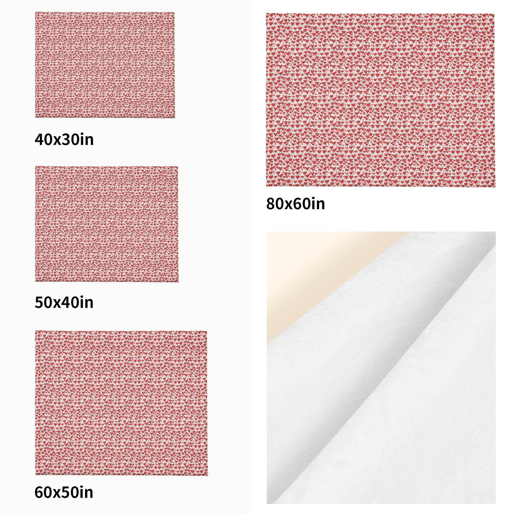 Scribbled Hearts Horizontal Flannel Breathable Blanket 4 Sizes - DeRose Seasonal