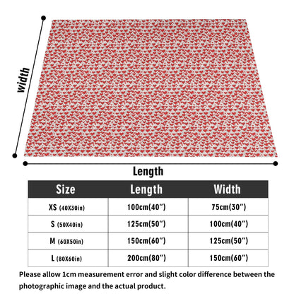 Scribbled Hearts Horizontal Flannel Breathable Blanket 4 Sizes - DeRose Seasonal