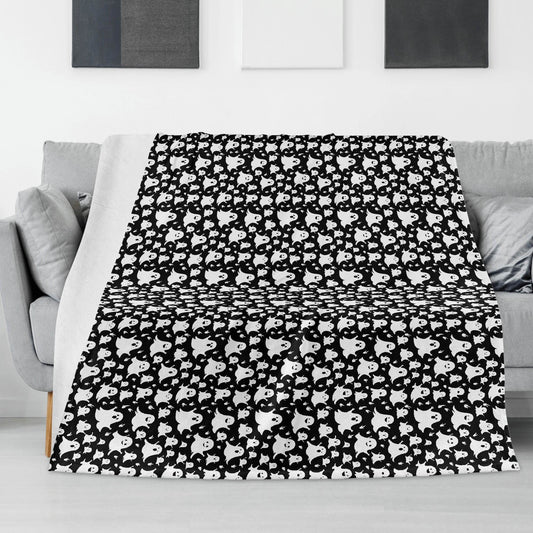 Spooky Ghost Horizontal Flannel Breathable Blanket 4 Sizes - DeRose Seasonal