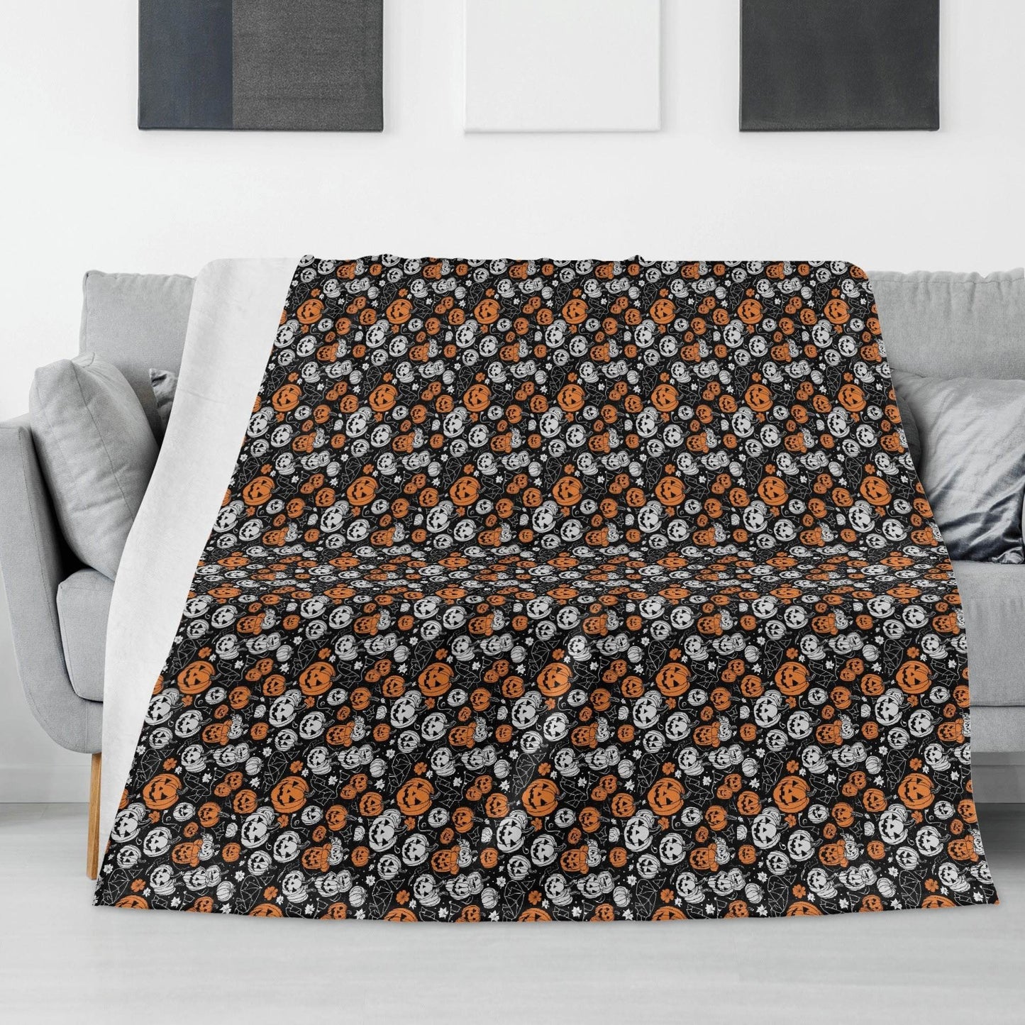 Jack-O-Lanterns Horizontal Flannel Breathable Blanket 4 Sizes - DeRose Seasonal