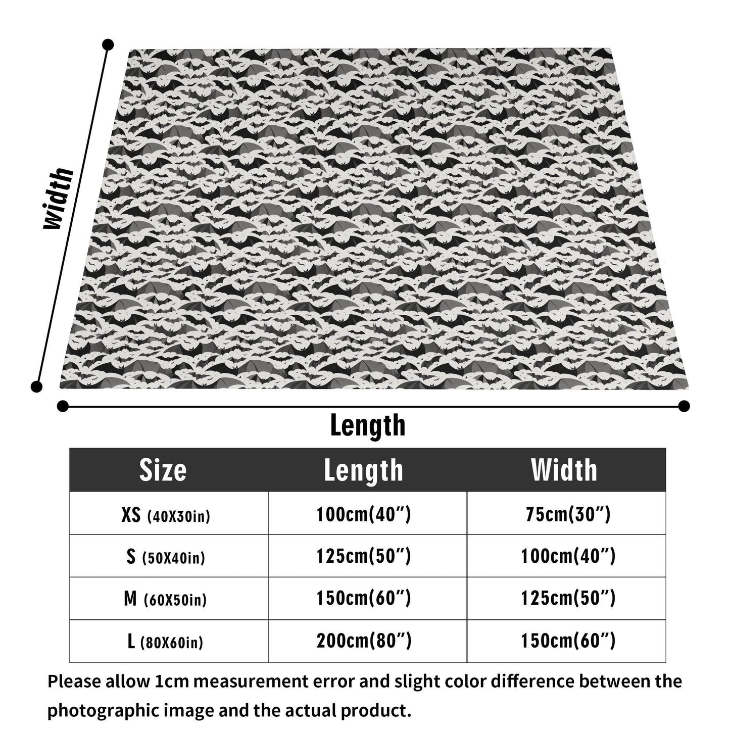 Bats Horizontal Flannel Breathable Blanket 4 Sizes - DeRose Seasonal