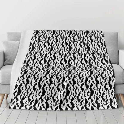 Black and White Bats Horizontal Flannel Breathable Blanket 4 Sizes - DeRose Seasonal