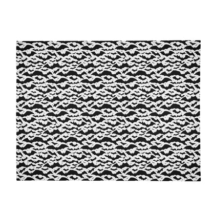 Black and White Bats Horizontal Flannel Breathable Blanket 4 Sizes - DeRose Seasonal