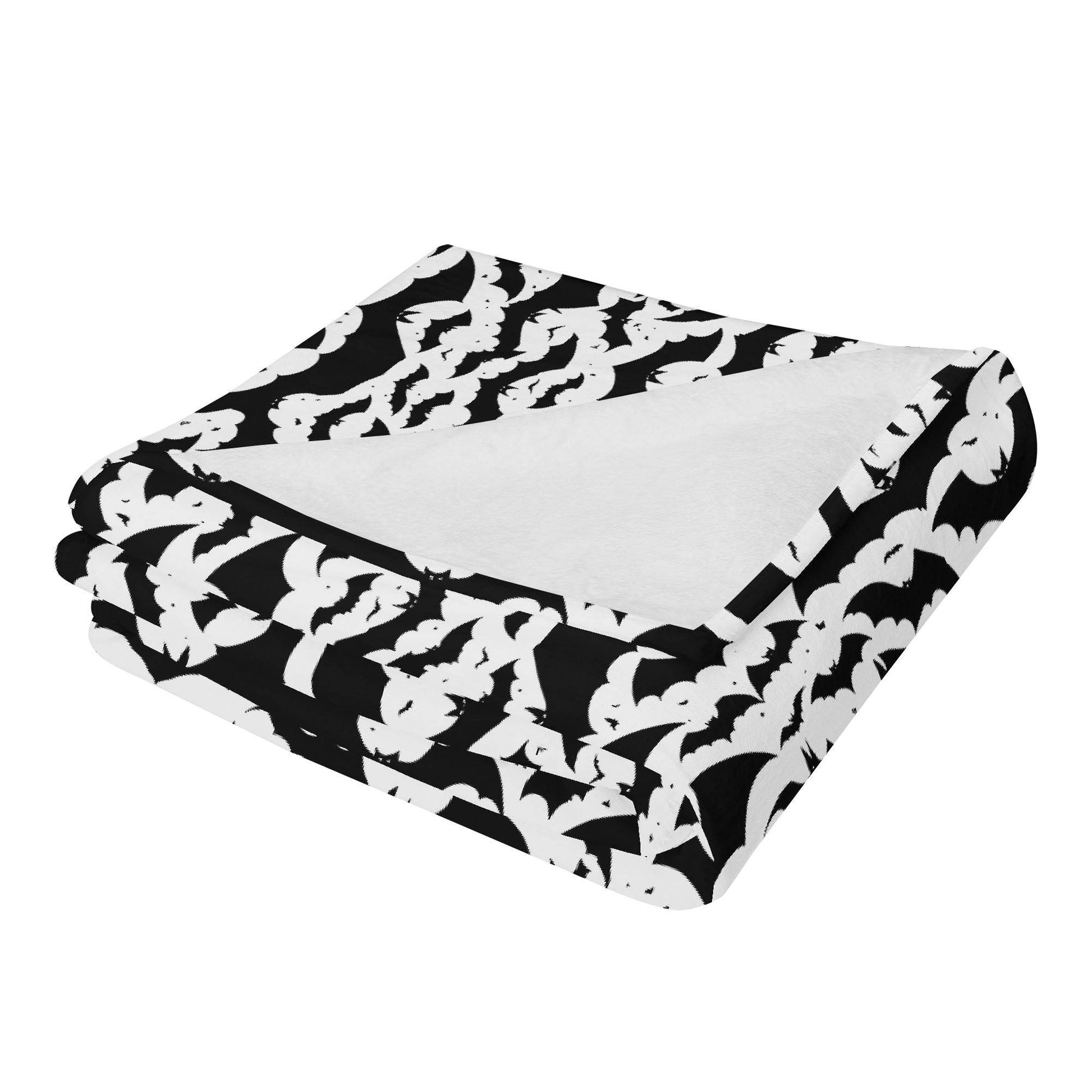 Black and White Bats Horizontal Flannel Breathable Blanket 4 Sizes - DeRose Seasonal