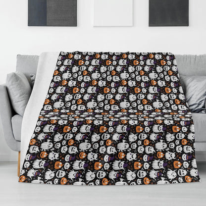 Cute Monster Witch Horizontal Flannel Breathable Blanket 4 Sizes - DeRose Seasonal