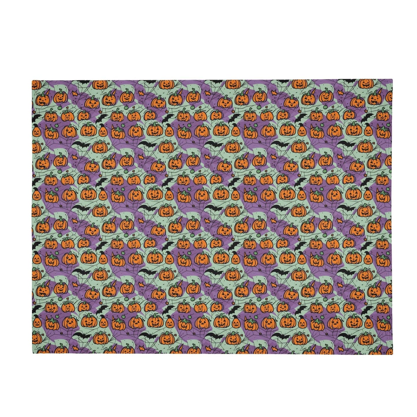 Green and Purple Pumpkin Horizontal Flannel Breathable Blanket 4 Sizes - DeRose Seasonal