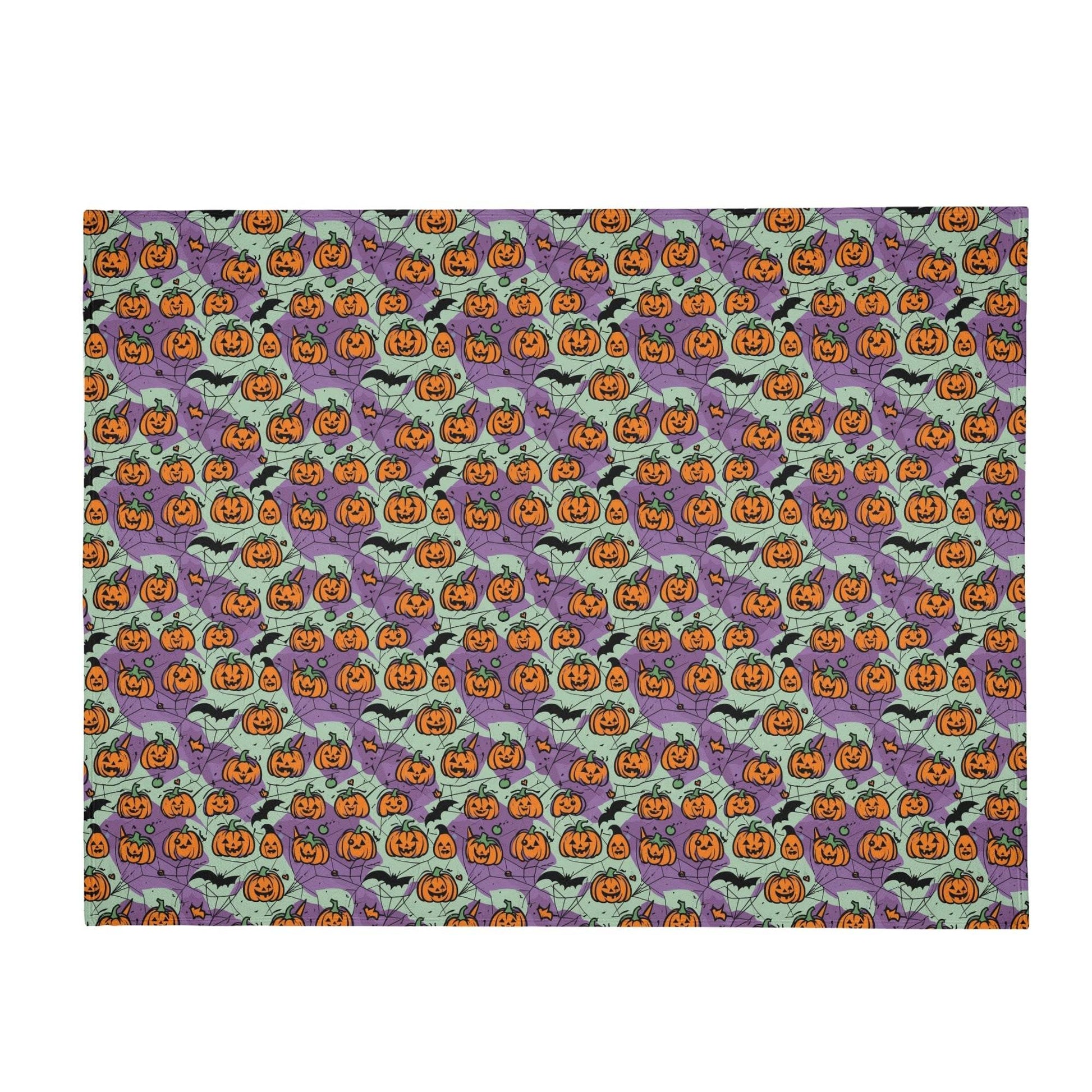 Green and Purple Pumpkin Horizontal Flannel Breathable Blanket 4 Sizes - DeRose Seasonal