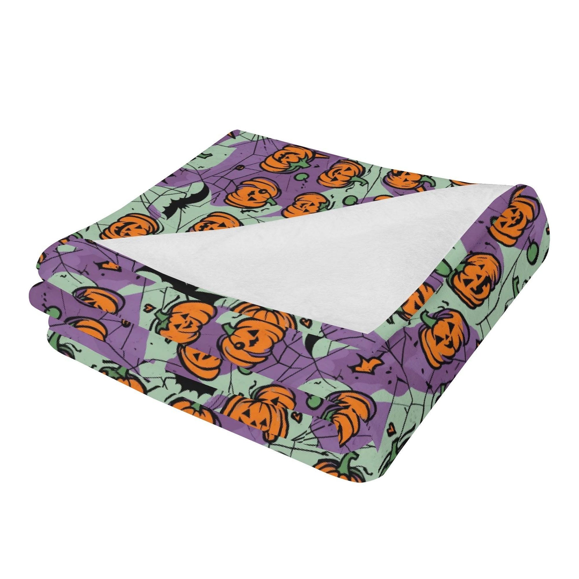 Green and Purple Pumpkin Horizontal Flannel Breathable Blanket 4 Sizes - DeRose Seasonal
