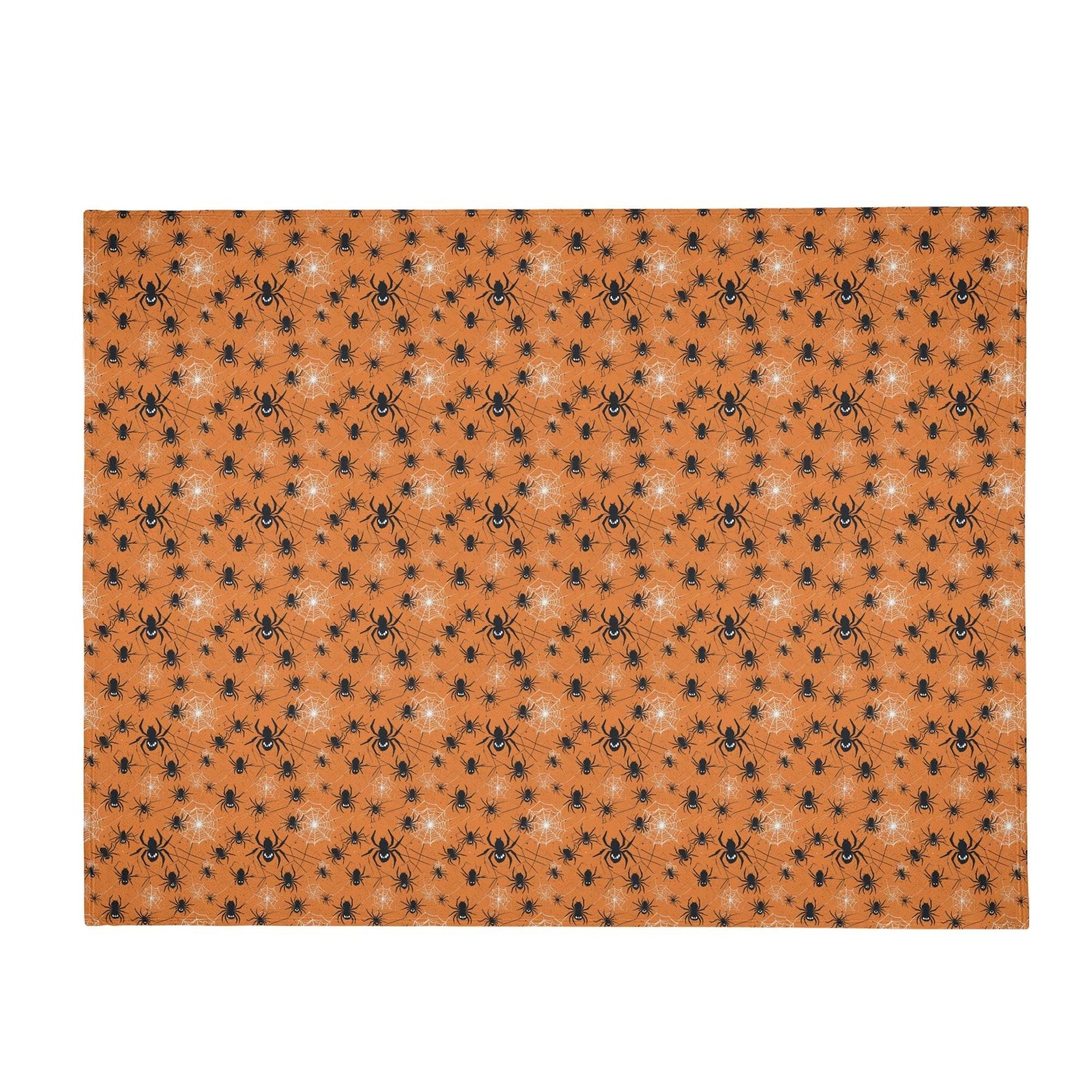 Cute Orange Spiders Horizontal Flannel Breathable Blanket 4 Sizes - DeRose Seasonal
