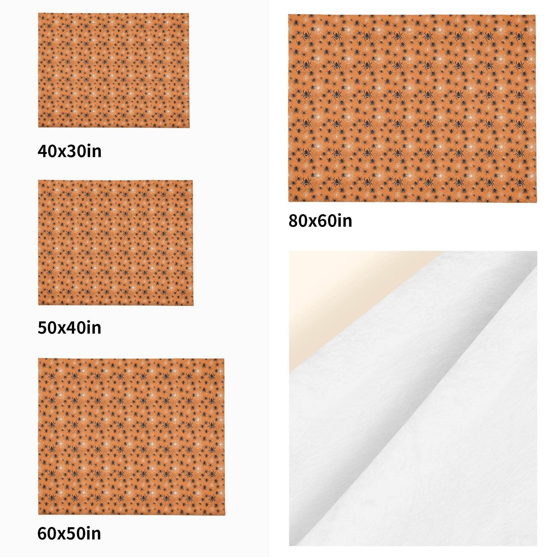 Cute Orange Spiders Horizontal Flannel Breathable Blanket 4 Sizes - DeRose Seasonal
