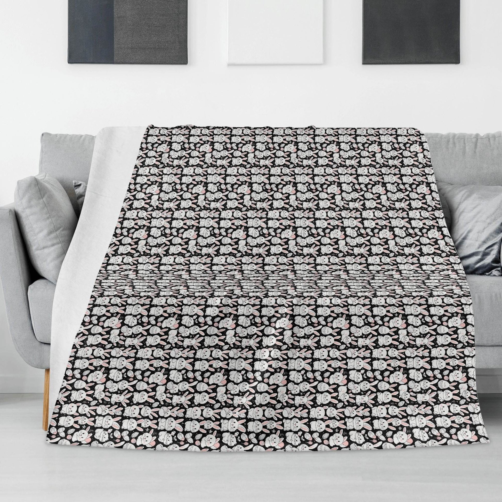 Cute Bunny Horizontal Flannel Breathable Blanket 4 Sizes - DeRose Seasonal