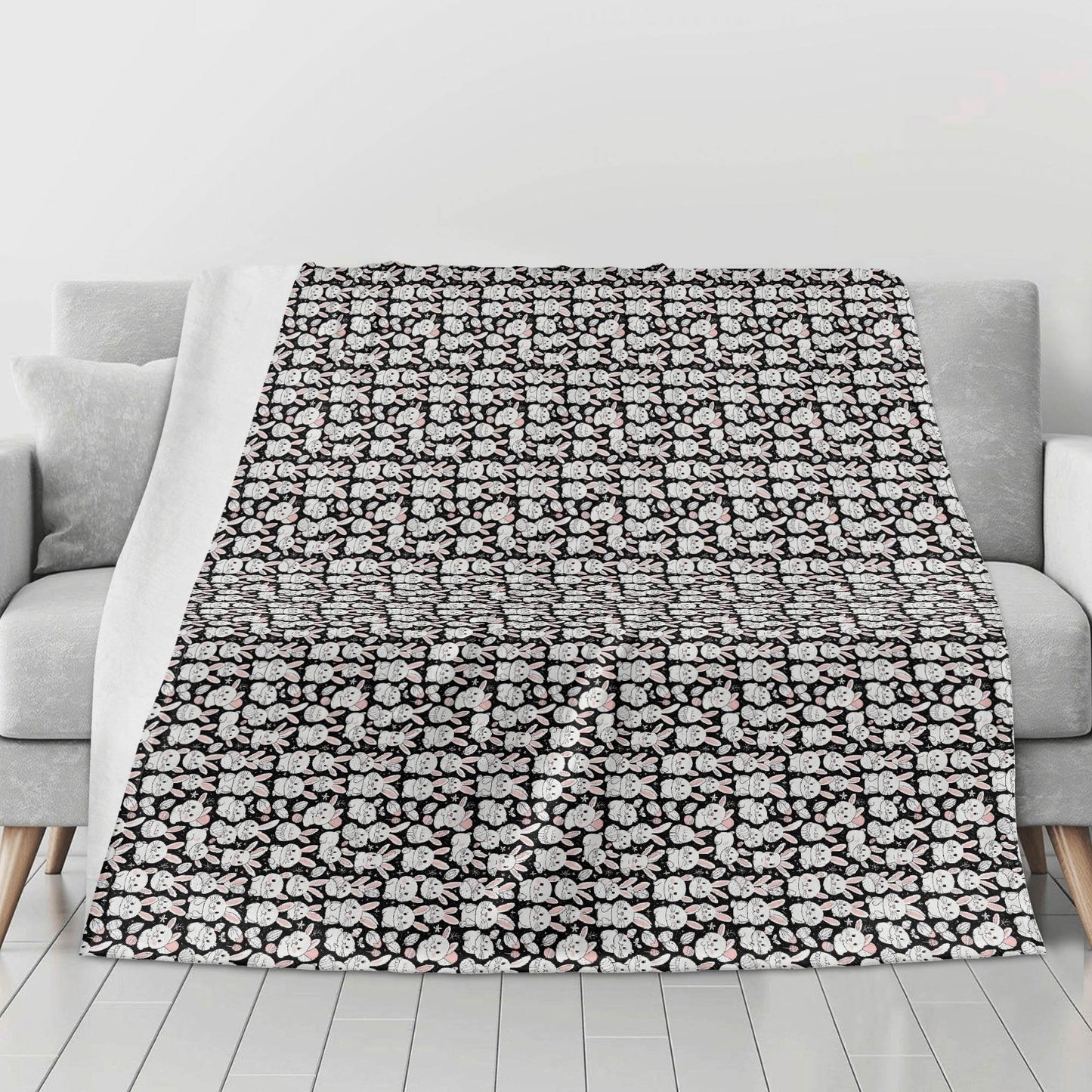 Cute Bunny Horizontal Flannel Breathable Blanket 4 Sizes - DeRose Seasonal