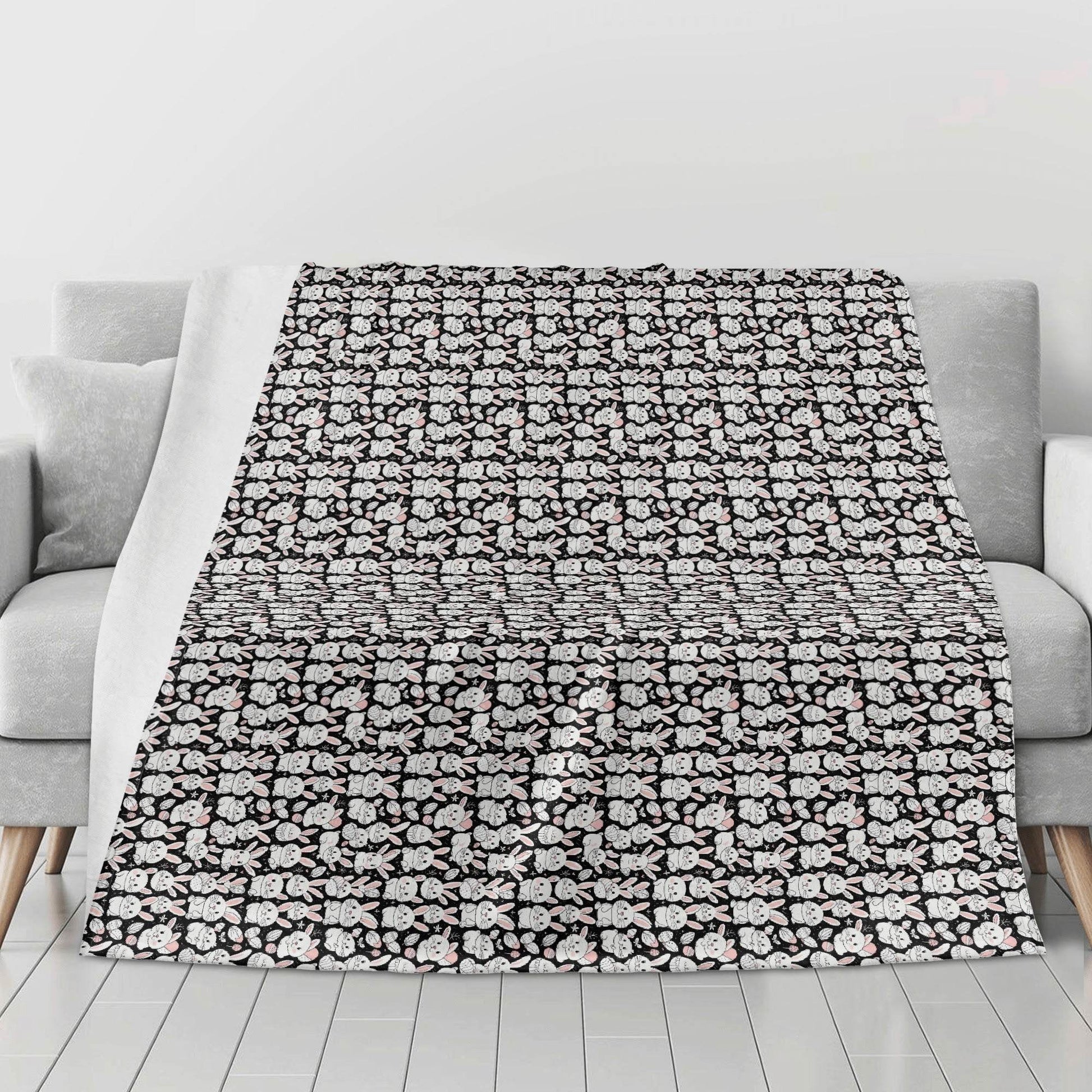Cute Bunny Horizontal Flannel Breathable Blanket 4 Sizes - DeRose Seasonal