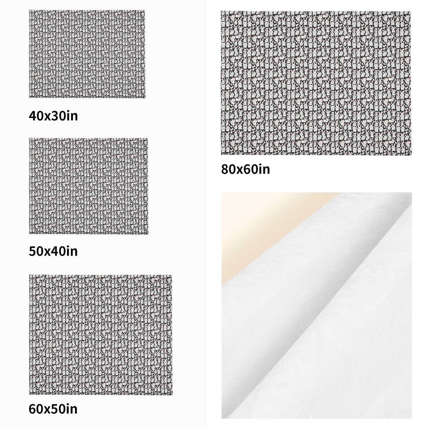 Cute Bunny Horizontal Flannel Breathable Blanket 4 Sizes - DeRose Seasonal