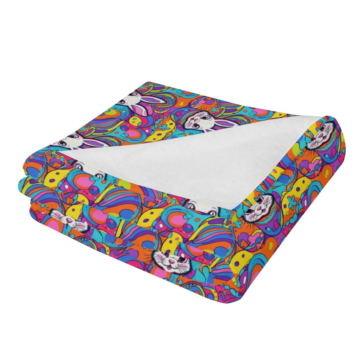 Trippy Bunny Horizontal Flannel Breathable Blanket 4 Sizes - DeRose Seasonal