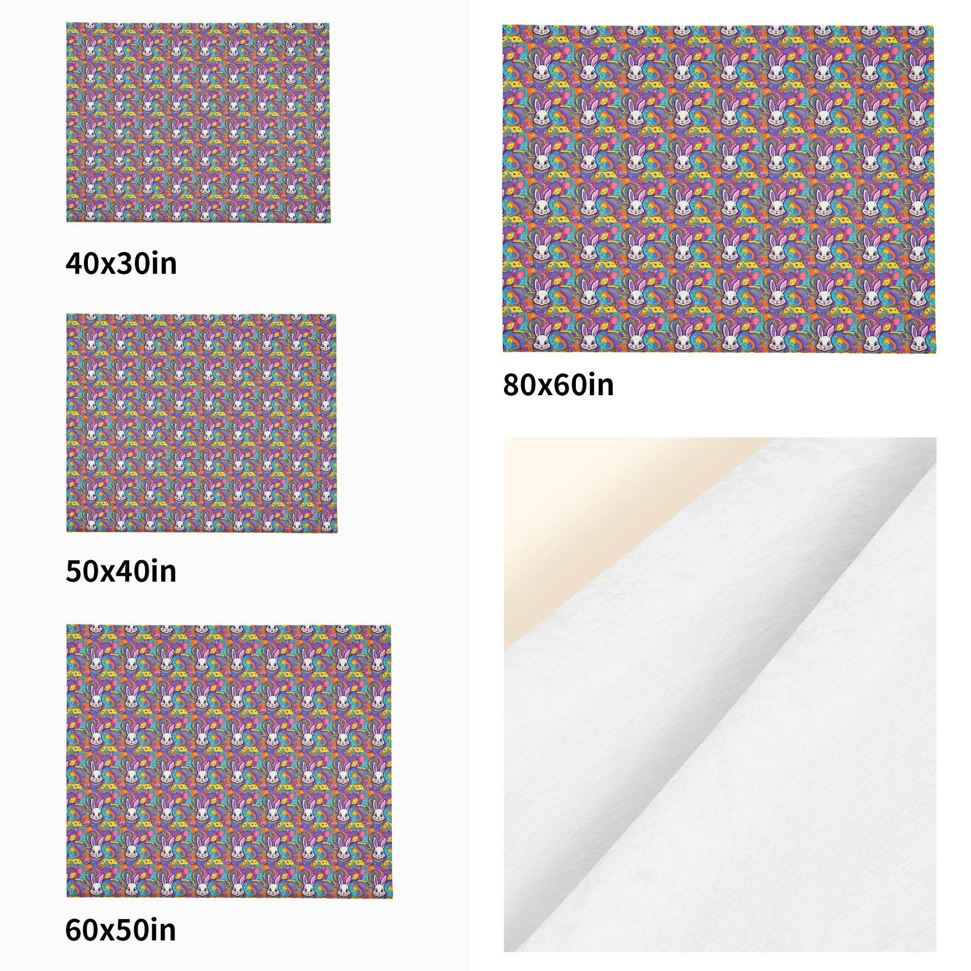 Trippy Bunny Horizontal Flannel Breathable Blanket 4 Sizes - DeRose Seasonal