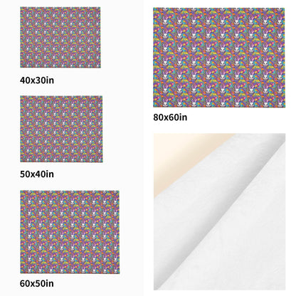 Trippy Bunny Horizontal Flannel Breathable Blanket 4 Sizes - DeRose Seasonal