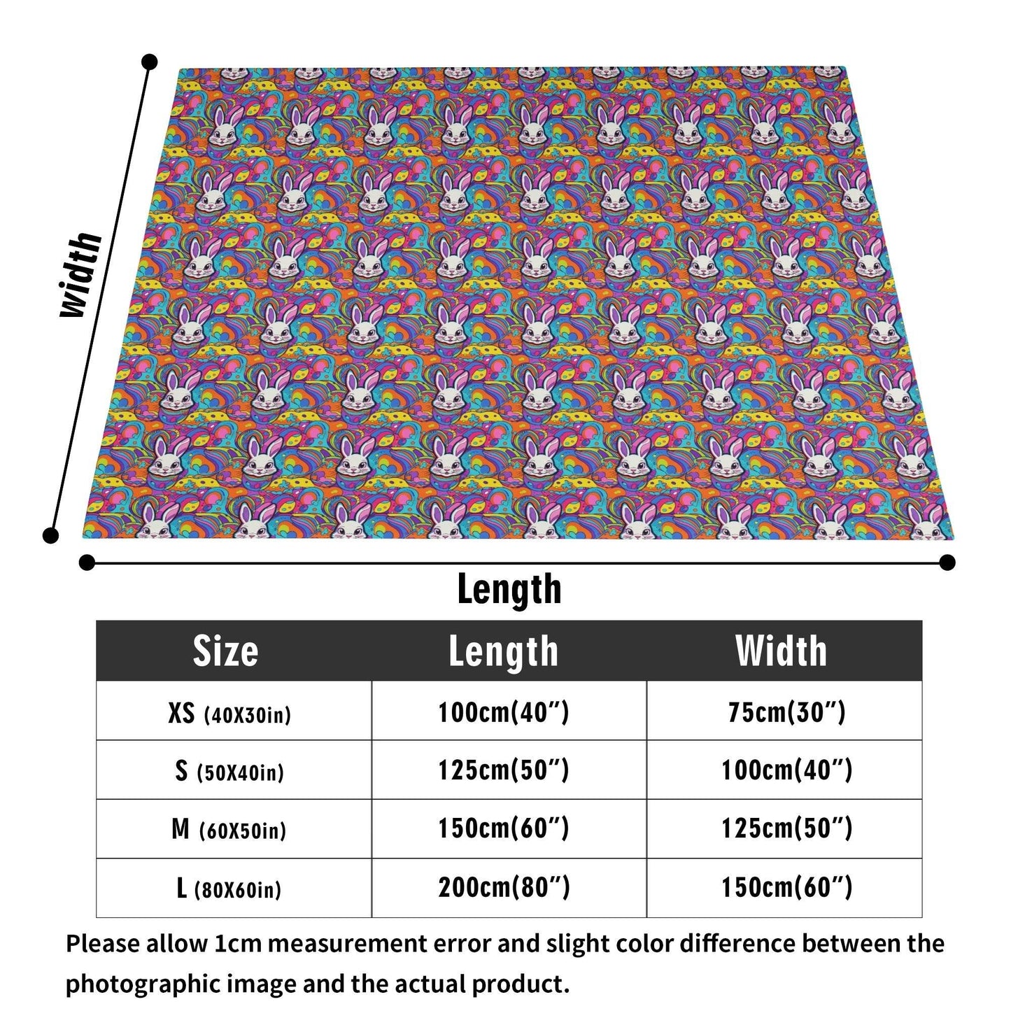 Trippy Bunny Horizontal Flannel Breathable Blanket 4 Sizes - DeRose Seasonal