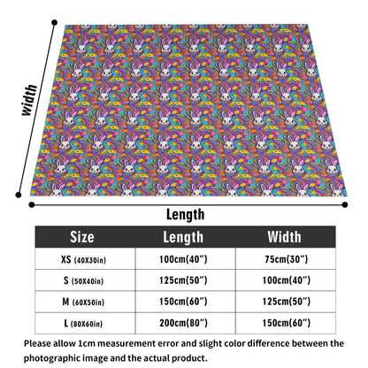 Trippy Bunny Horizontal Flannel Breathable Blanket 4 Sizes - DeRose Seasonal