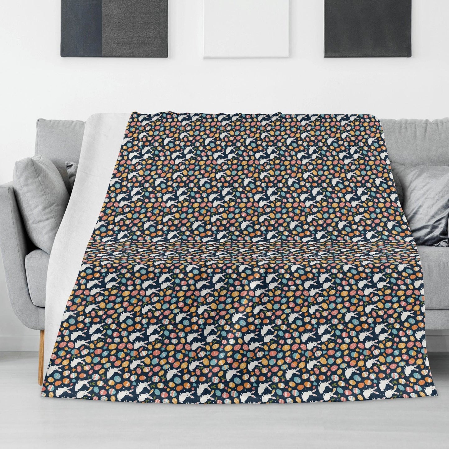 Bunny Eggs Horizontal Flannel Breathable Blanket 4 Sizes - DeRose Seasonal