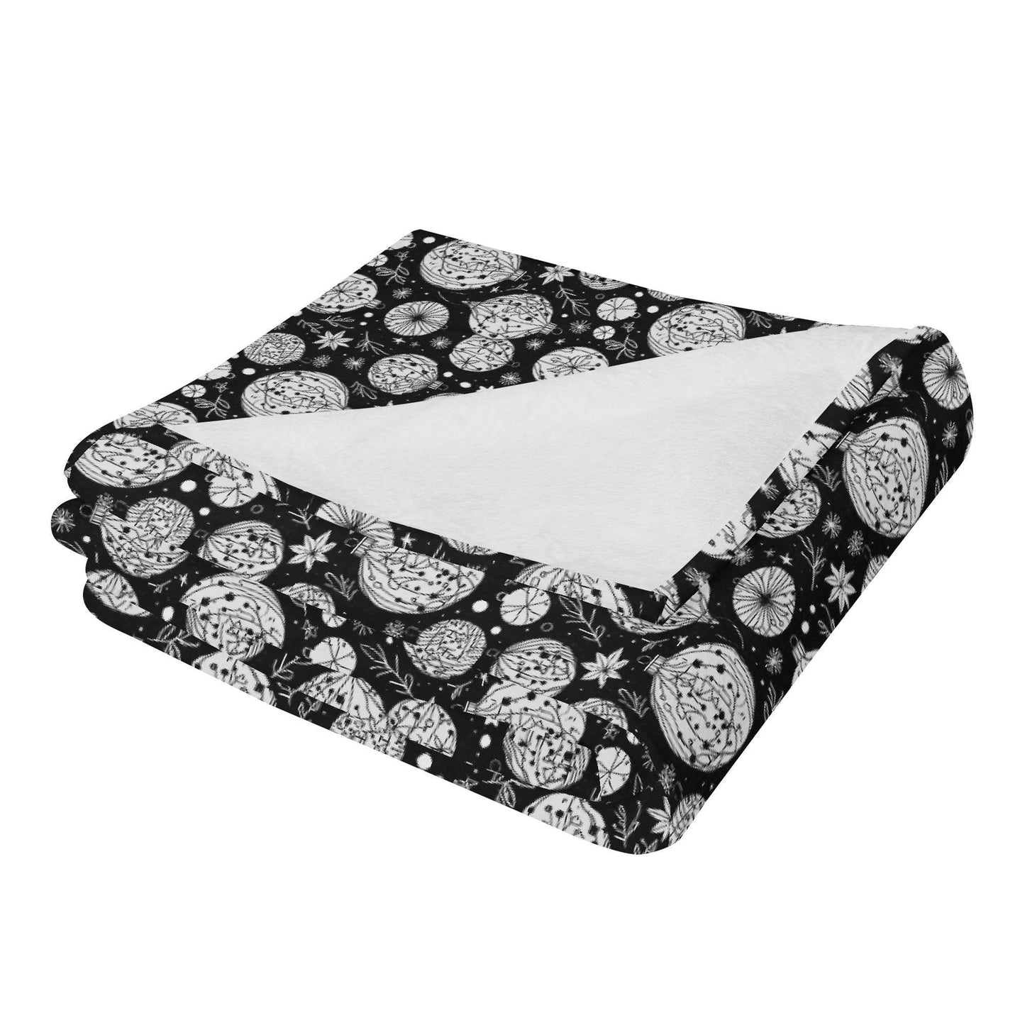 Black and White Ornament Horizontal Flannel Breathable Blanket 4 Sizes - DeRose Seasonal