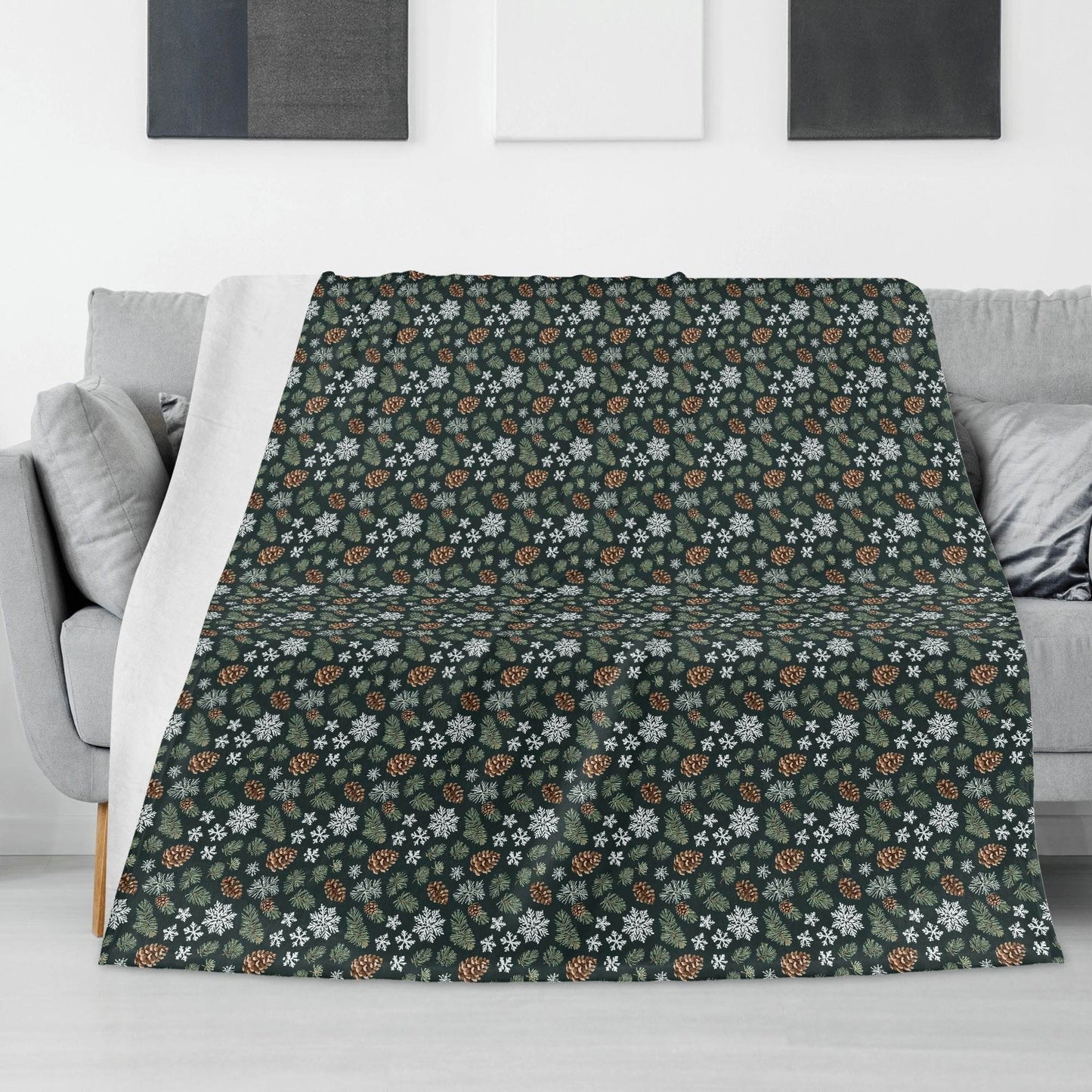 Snowflake Pine Horizontal Flannel Breathable Blanket 4 Sizes - DeRose Seasonal