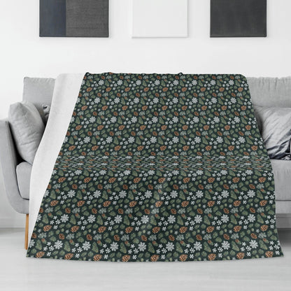 Snowflake Pine Horizontal Flannel Breathable Blanket 4 Sizes - DeRose Seasonal