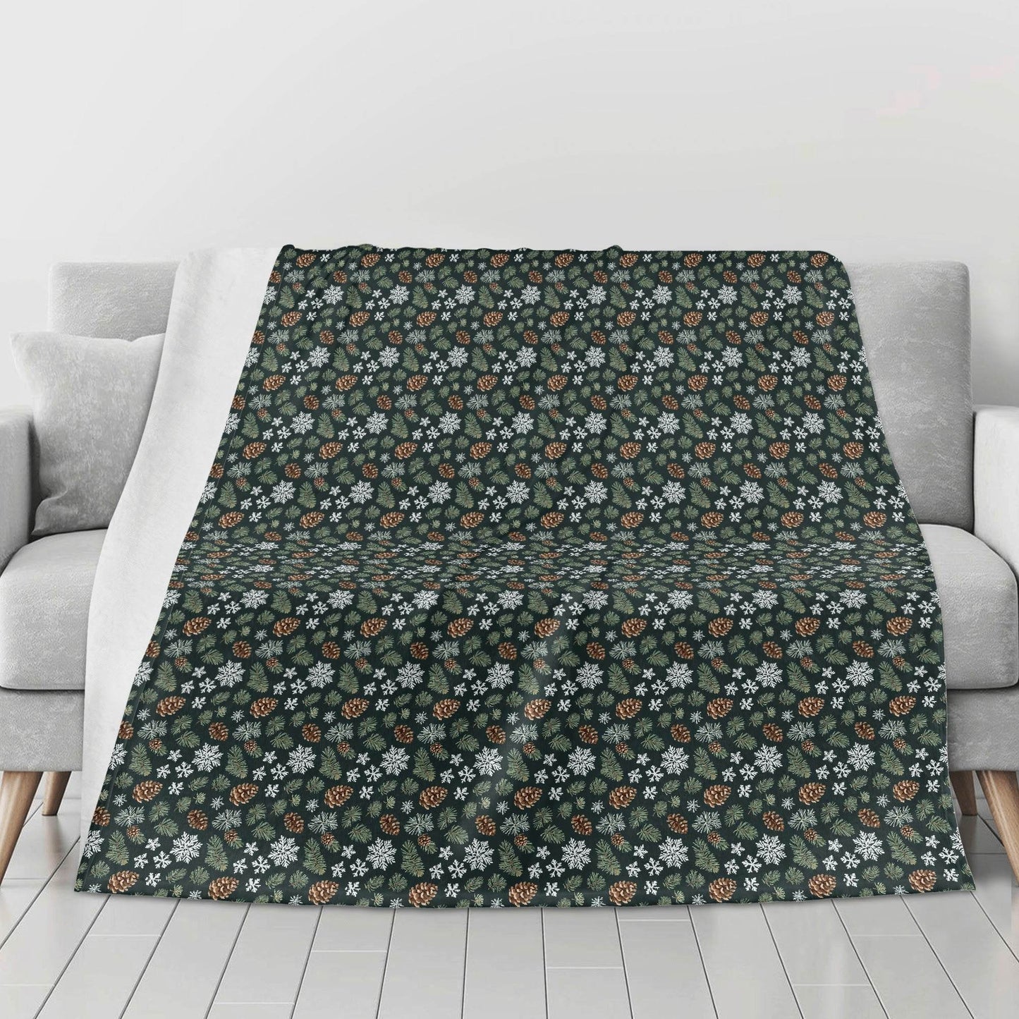 Snowflake Pine Horizontal Flannel Breathable Blanket 4 Sizes - DeRose Seasonal