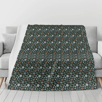 Snowflake Pine Horizontal Flannel Breathable Blanket 4 Sizes - DeRose Seasonal
