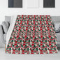 Red and White Poinsettia Horizontal Flannel Breathable Blanket 4 Sizes - DeRose Seasonal