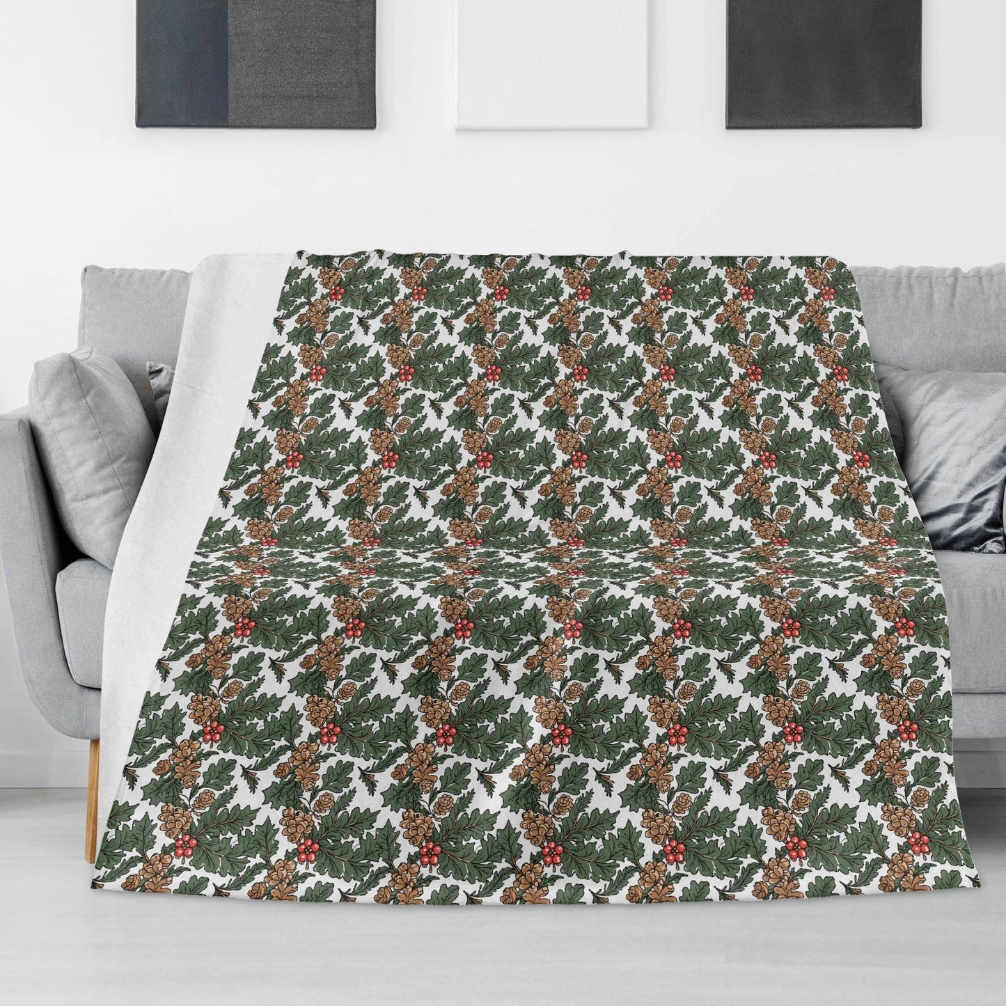 Holly Pine Horizontal Flannel Breathable Blanket 4 Sizes - DeRose Seasonal