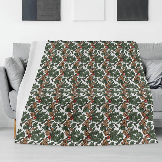 Holly Pine Horizontal Flannel Breathable Blanket 4 Sizes - DeRose Seasonal