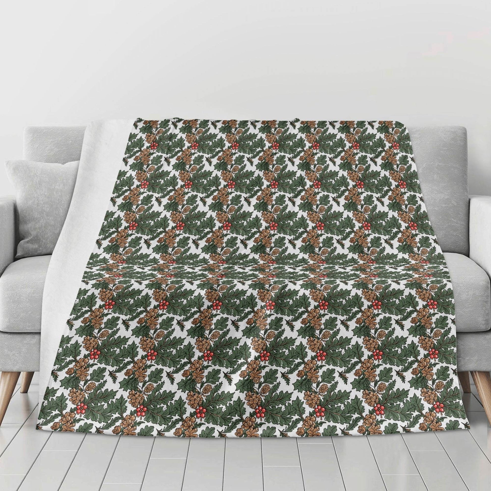 Holly Pine Horizontal Flannel Breathable Blanket 4 Sizes - DeRose Seasonal