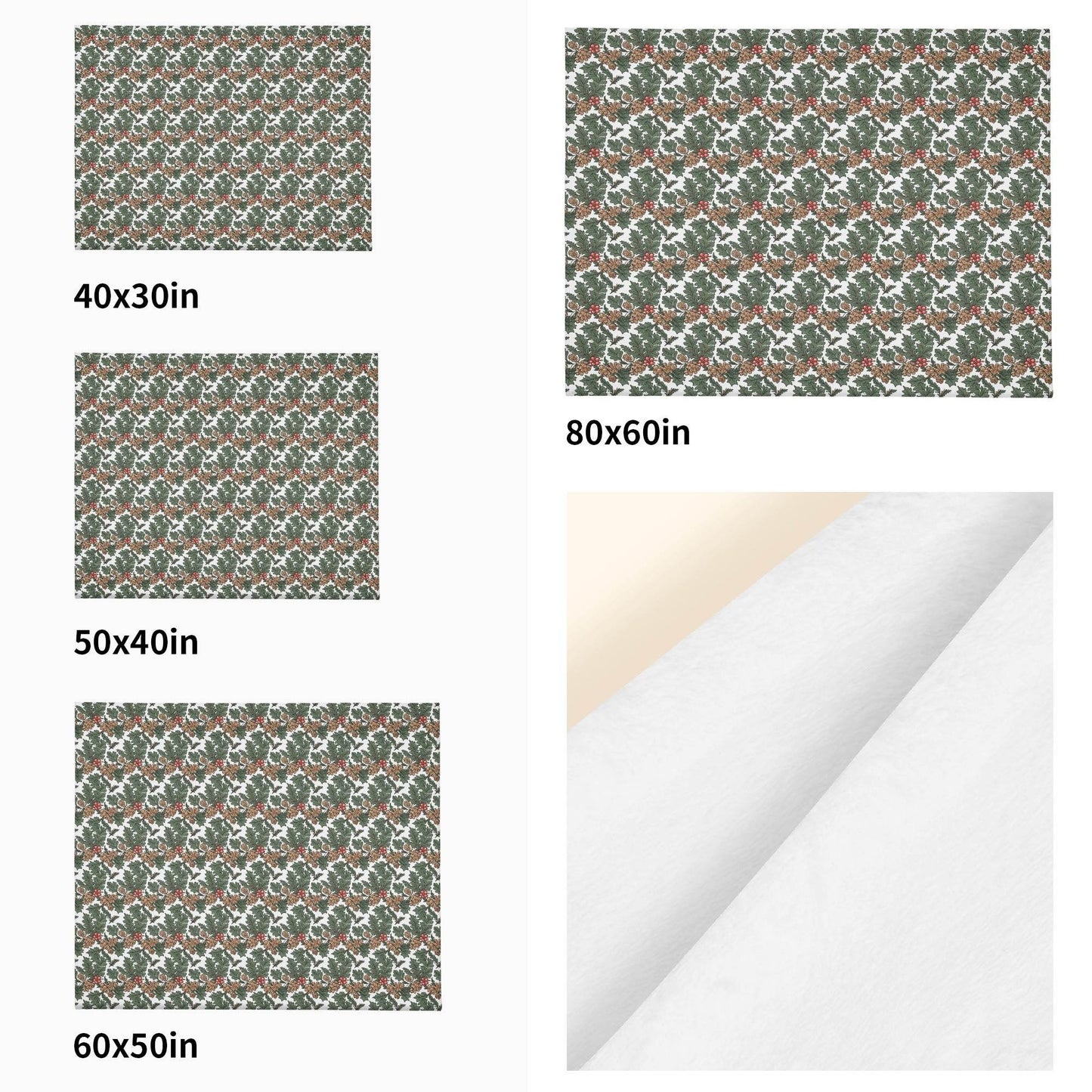 Holly Pine Horizontal Flannel Breathable Blanket 4 Sizes - DeRose Seasonal