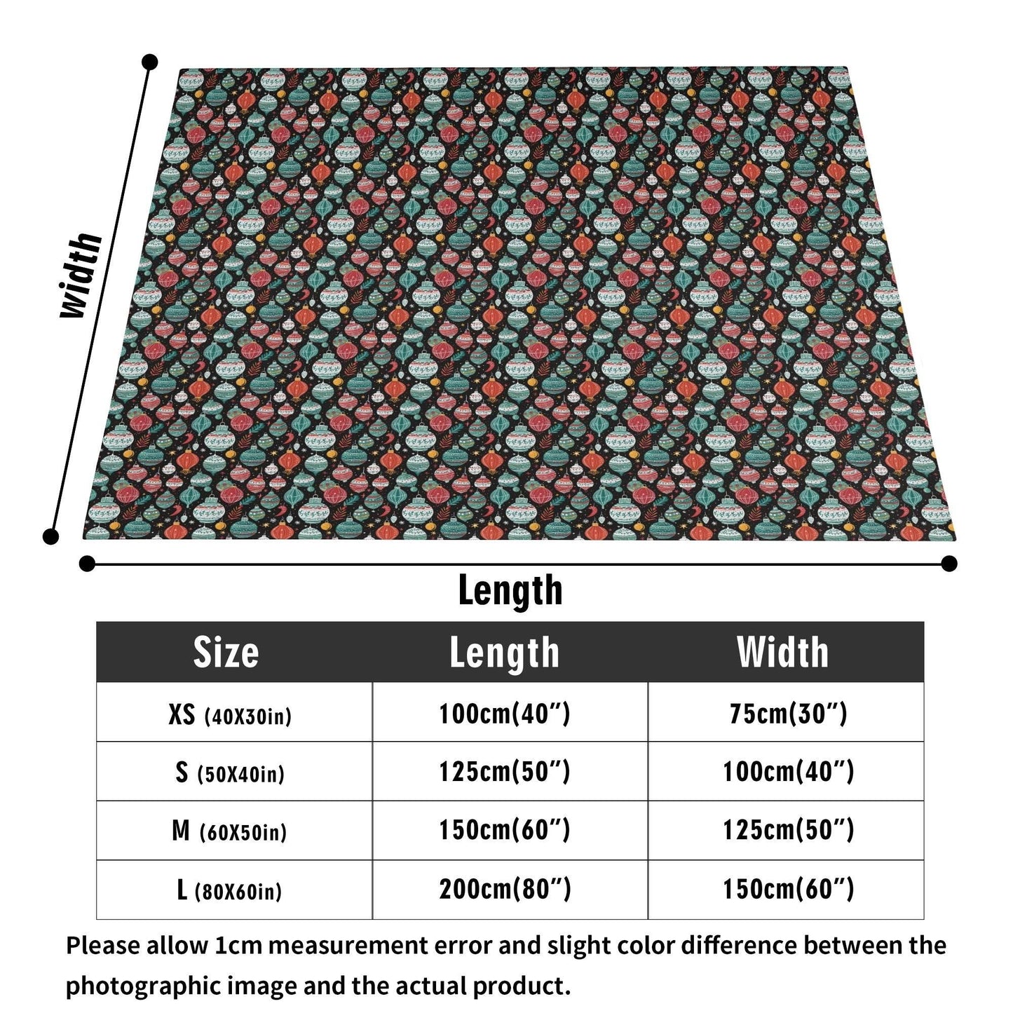 Big Ornaments Horizontal Flannel Breathable Blanket 4 Sizes - DeRose Seasonal