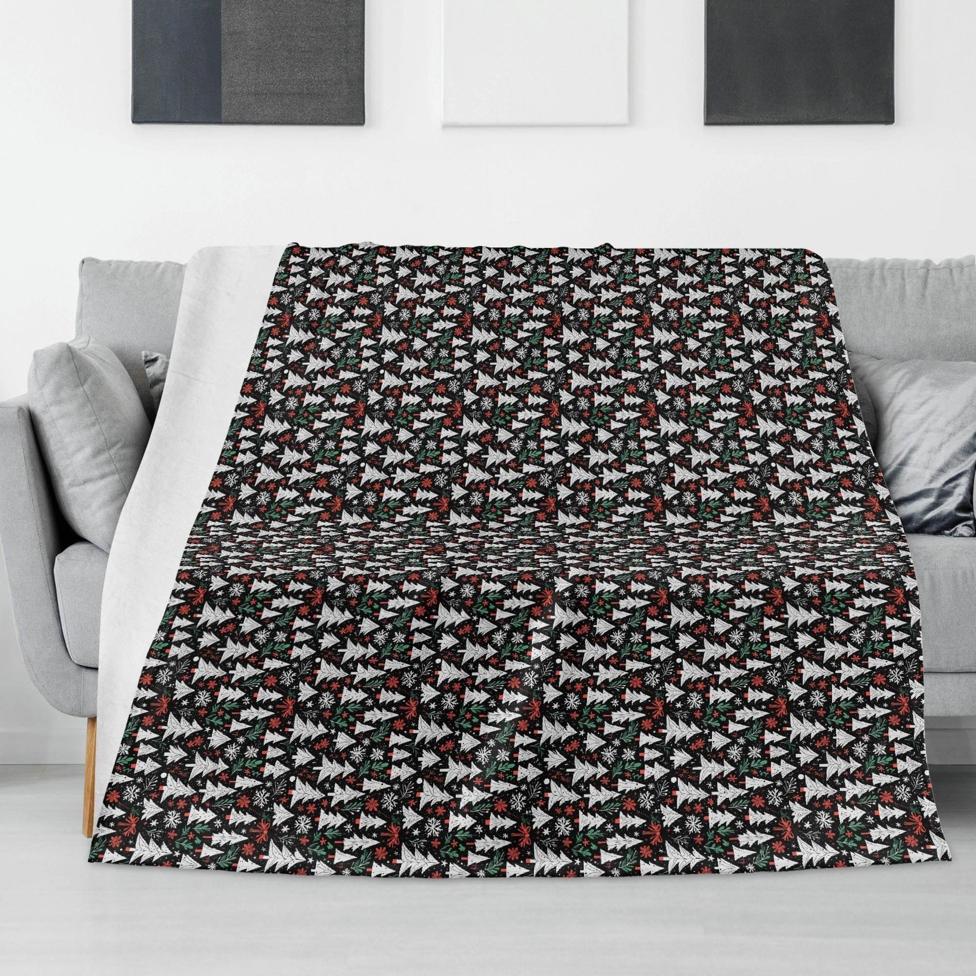 Christmas Trees Horizontal Flannel Breathable Blanket 4 Sizes - DeRose Seasonal