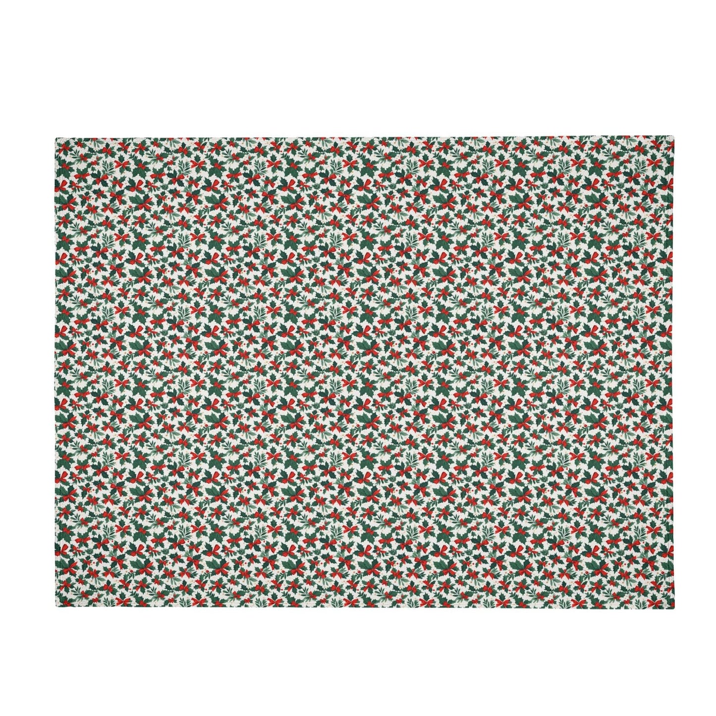 Holly Bows Horizontal Flannel Breathable Blanket 4 Sizes - DeRose Seasonal